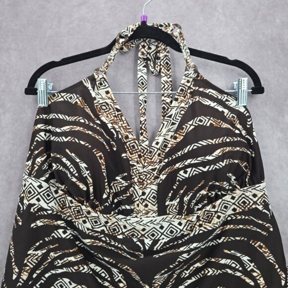 Faded Glory Brown Print Braid Halter Tankini Padded Swimwear Top Plus 3XL 22-24 - Picture 4 of 6